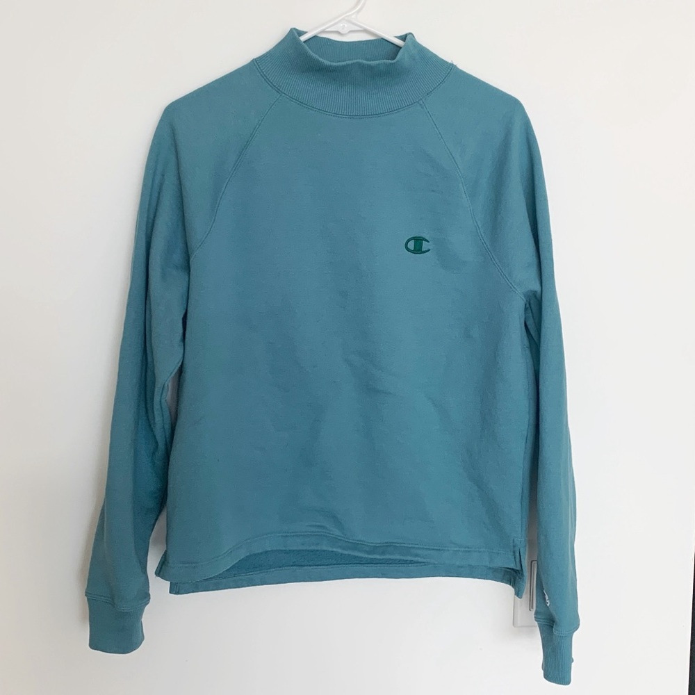 Champion Teal Blue Mock Neck Sweatshirt